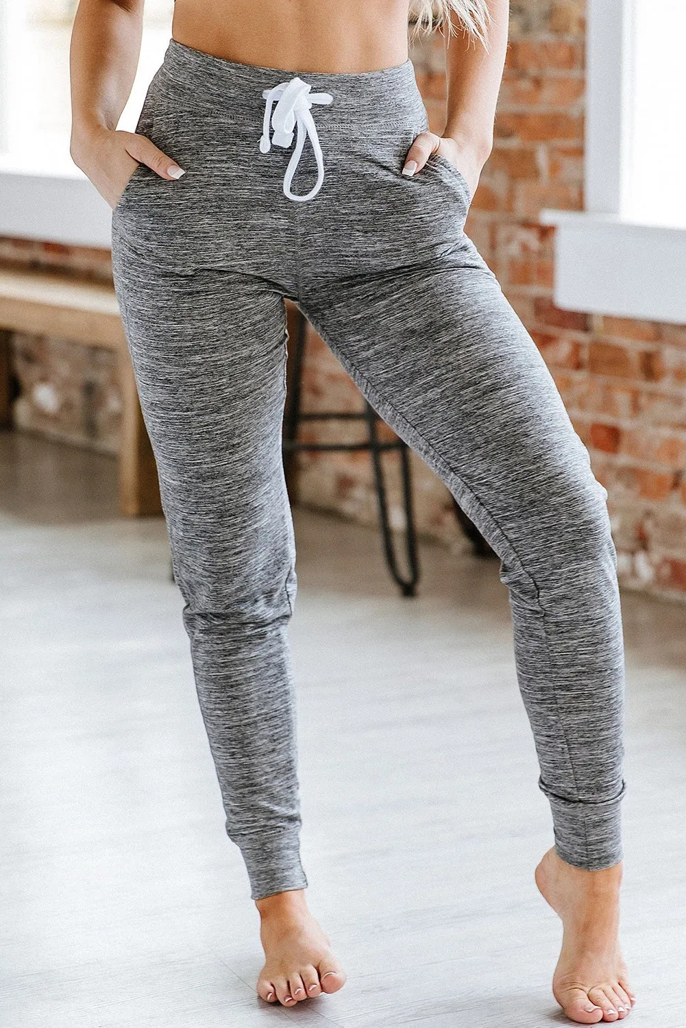 Moss Green Drawstring Waist Pocketed Joggers
