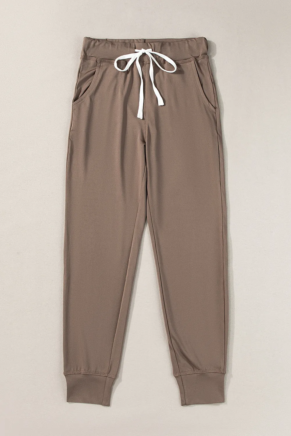 Moss Green Drawstring Waist Pocketed Joggers