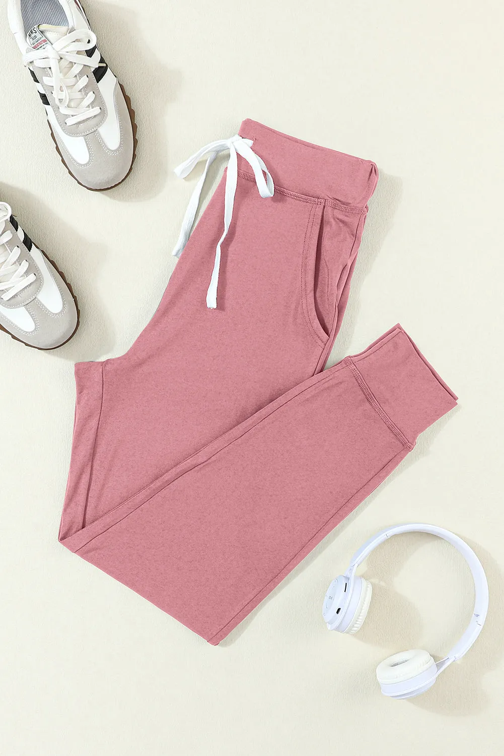 Moss Green Drawstring Waist Pocketed Joggers