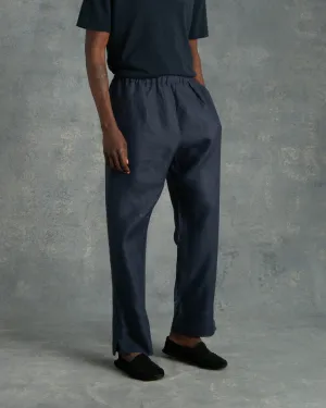 Navy Twill Linen Resort Pants