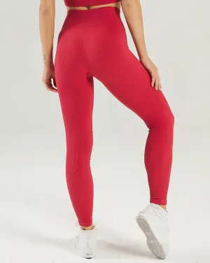 Nieve Ribbed Seamless Leggings - Cardinal