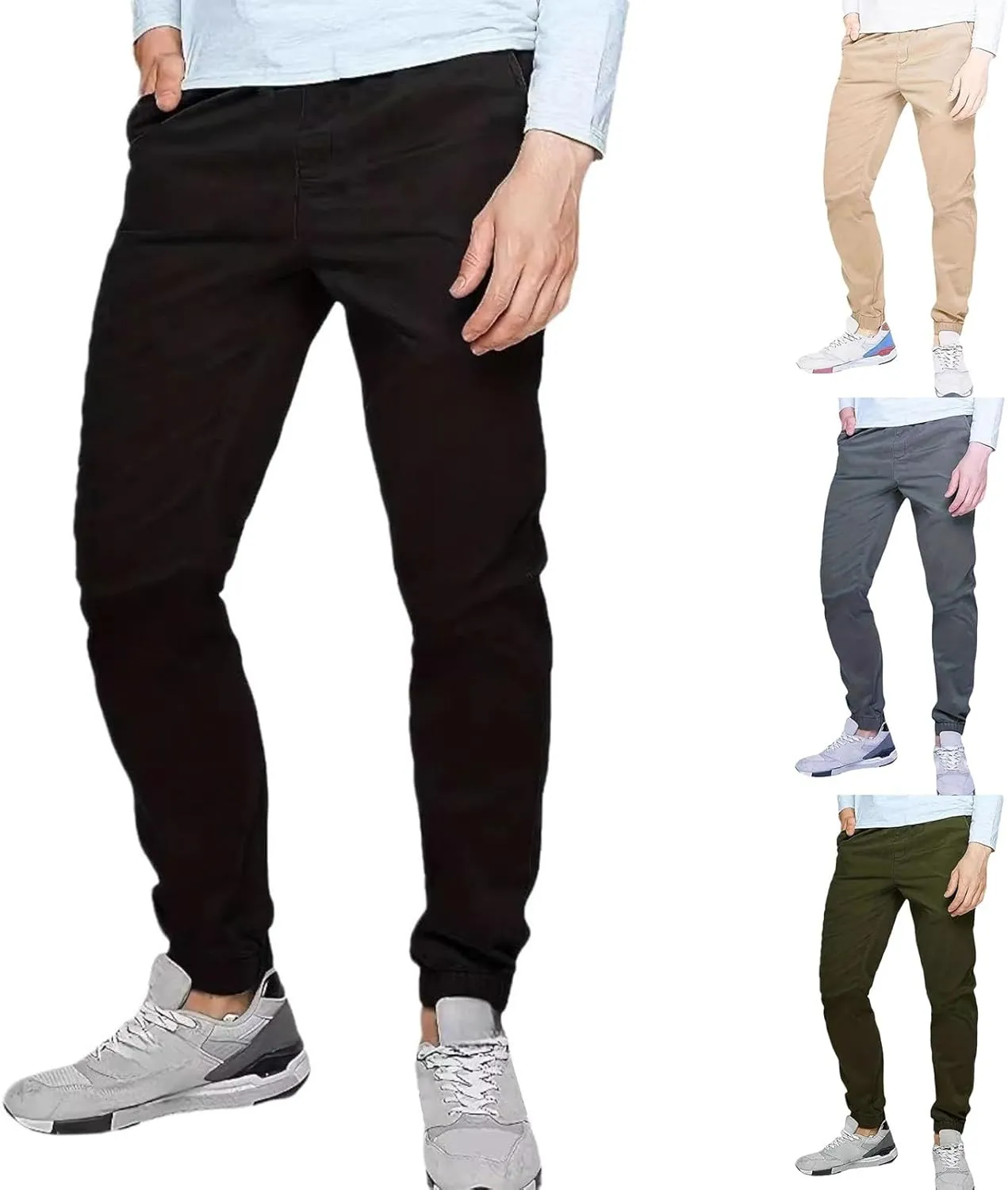 Pants for Men Casual Slim Fit Lightweight Sweatpant Tether Leg Straight Comfy Fall Trousers Dress Slacks with Pockets