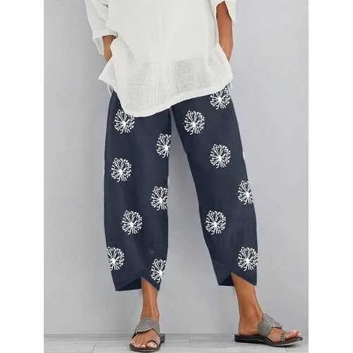 Printed Elastic Waist Pants