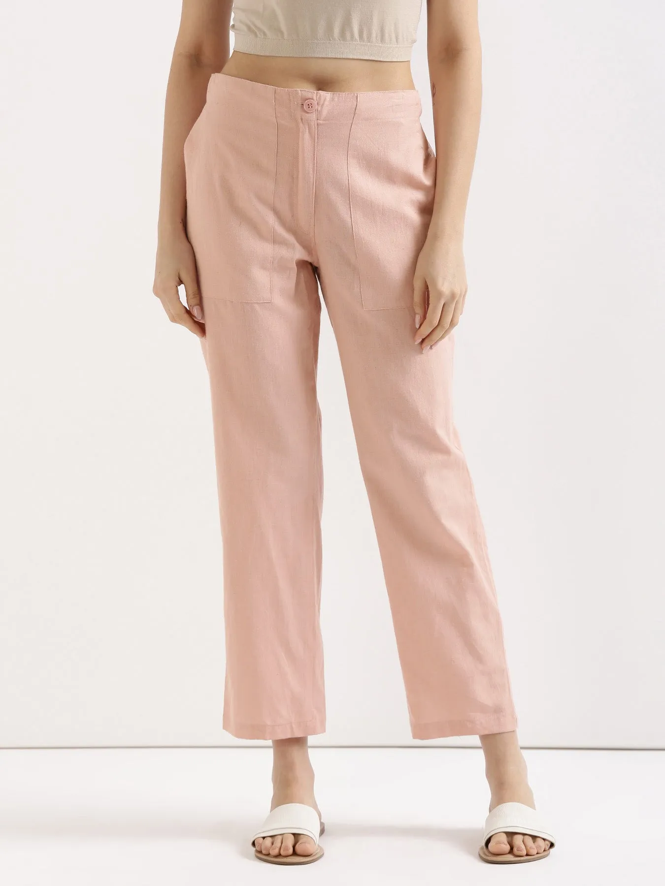 Salmon Pink Airy Linen Pants