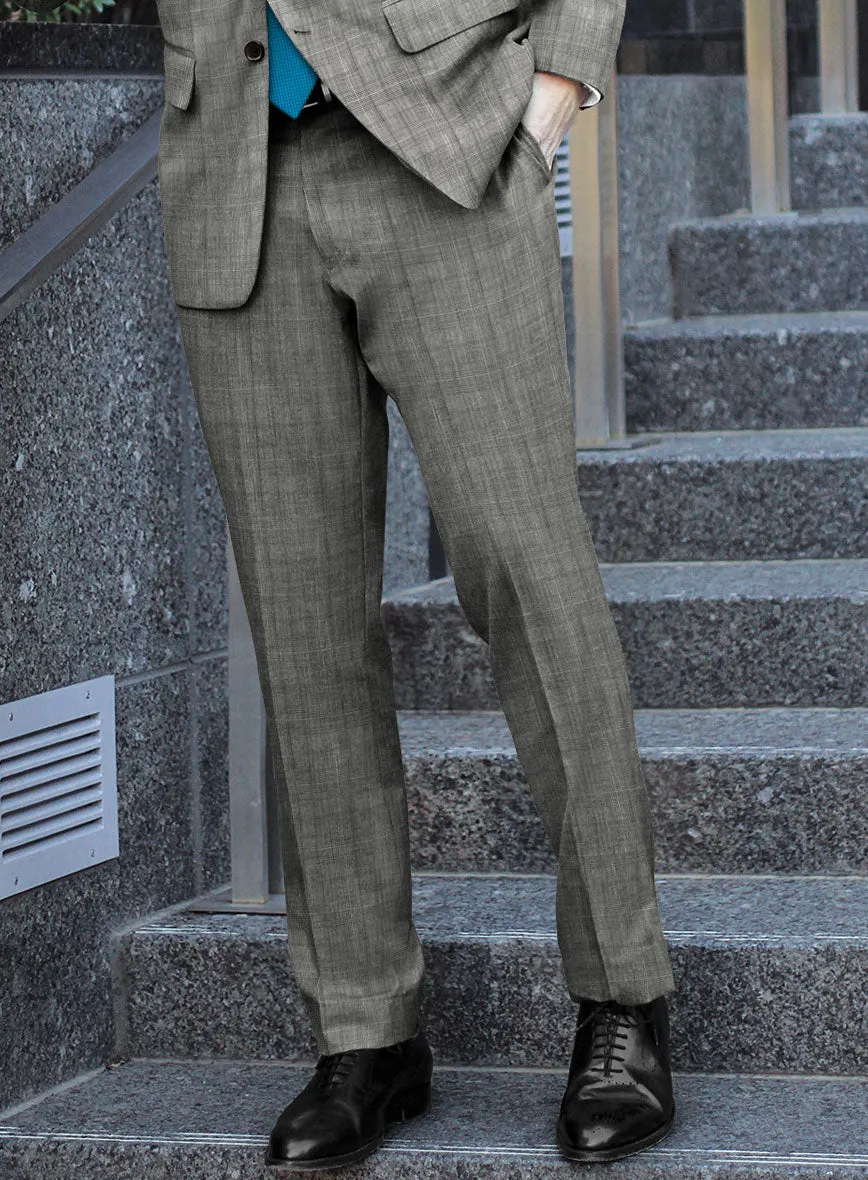 Scabal Cosmopolitan Glen Gray Wool Pants