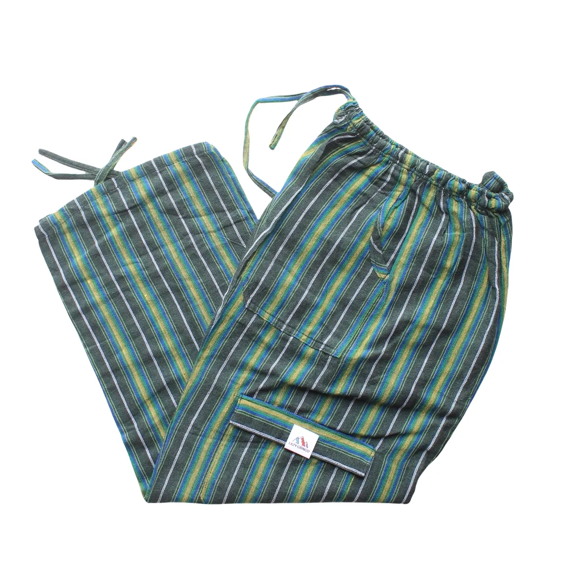 (Small) Green with Yellow, Black, and White stripes 0244