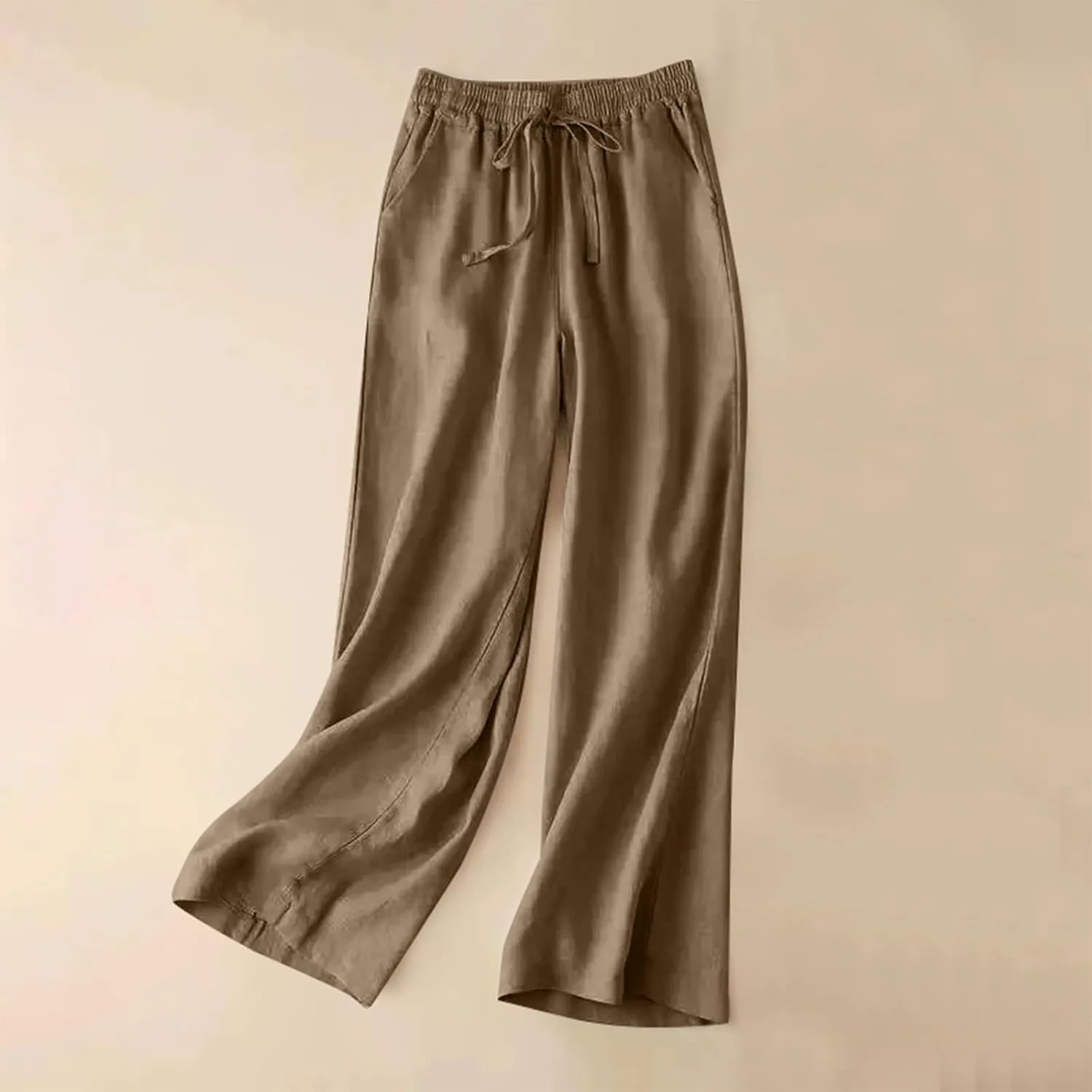 Wide Leg Pants for Women, Cotton Linen Pants Wide Leg Straight High