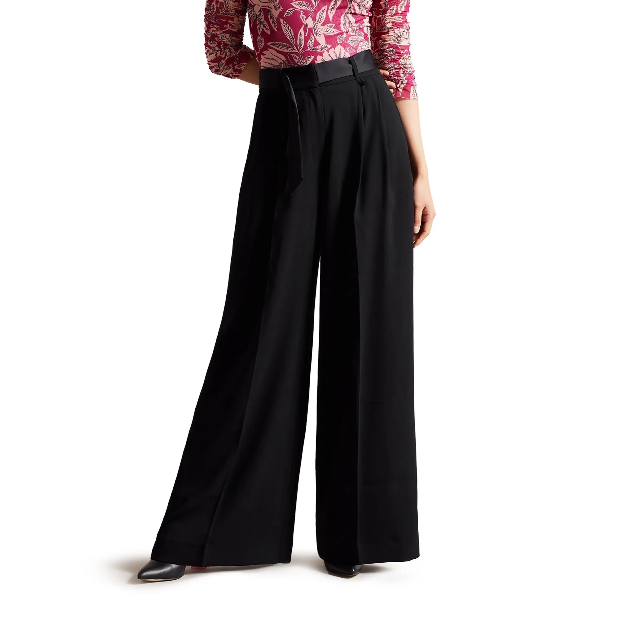 Women Wmt-Eliziie-Wide Leg Trouser With Pleat Detail - Black