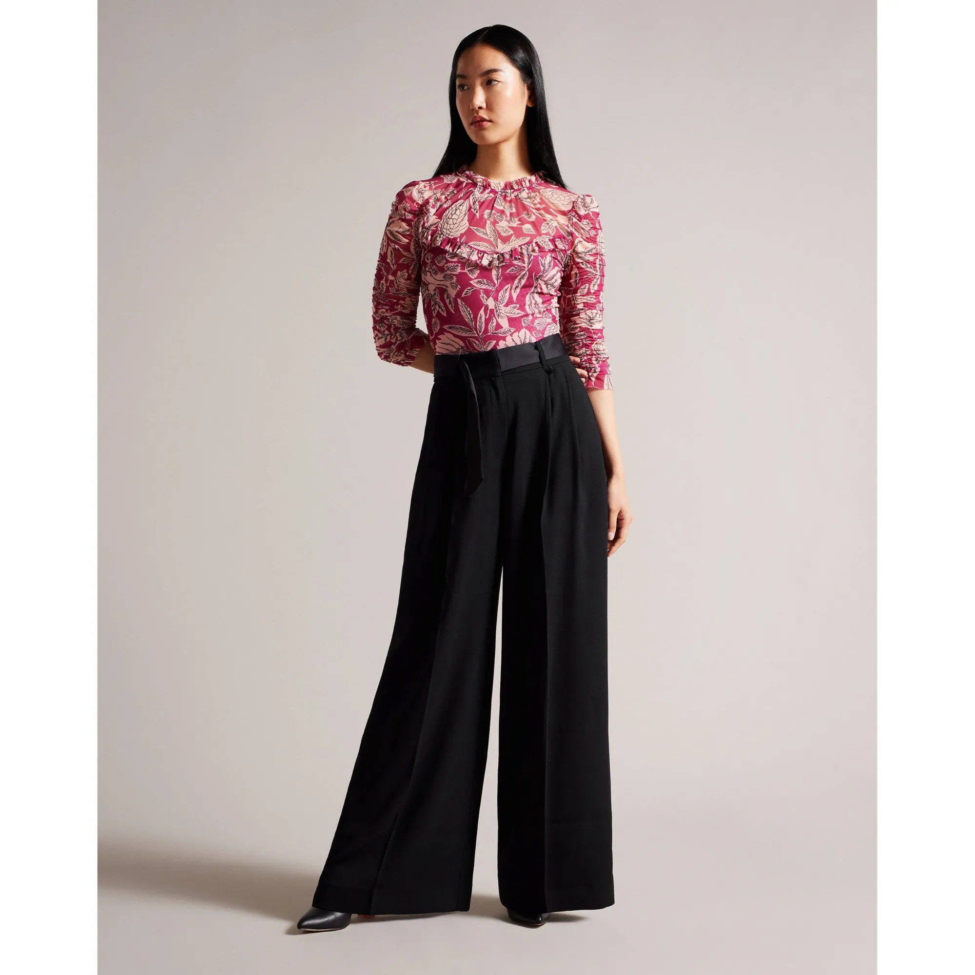 Women Wmt-Eliziie-Wide Leg Trouser With Pleat Detail - Black