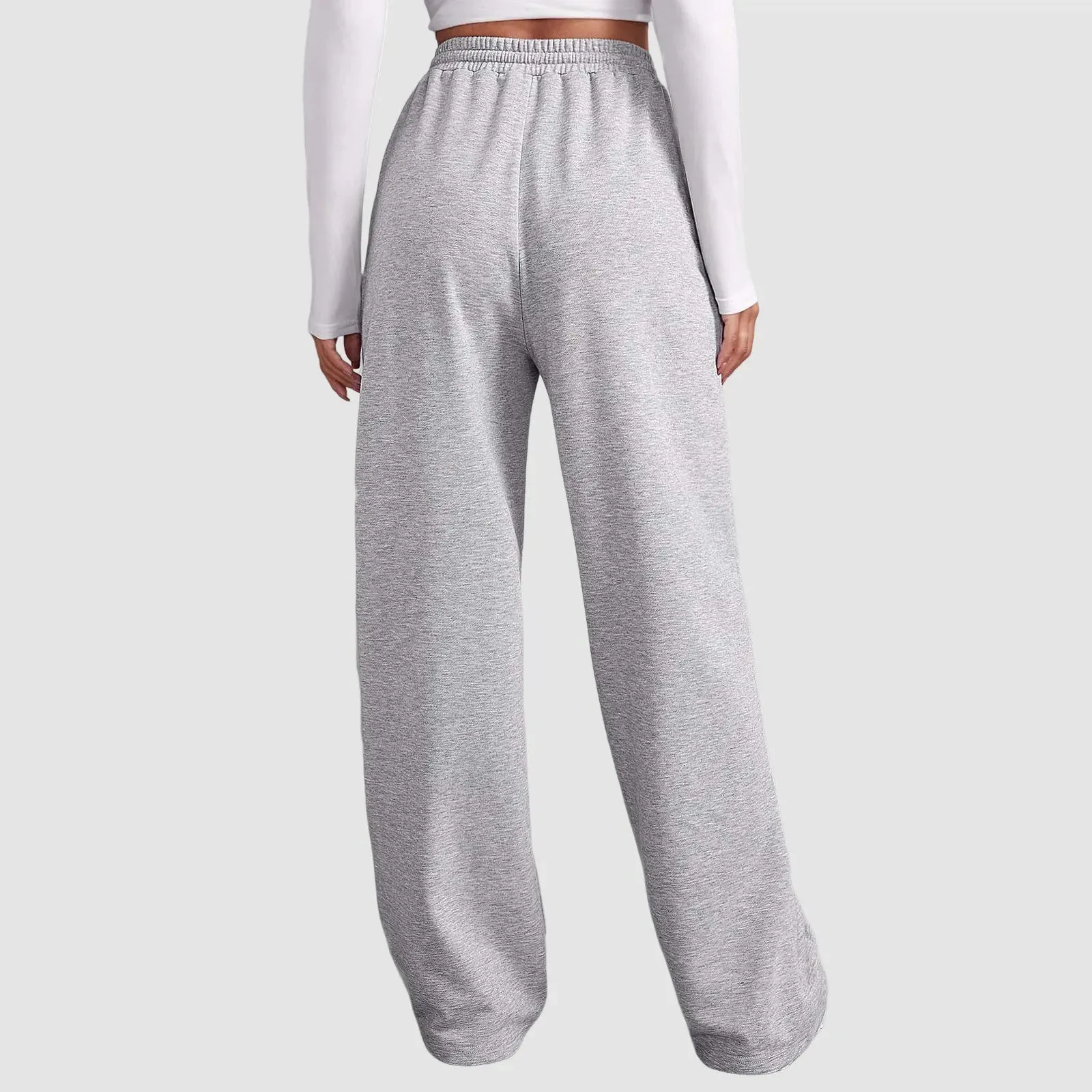 Women's Fleece-Lined Jogging Sweatpants with Pockets, Straight-Leg Trousers